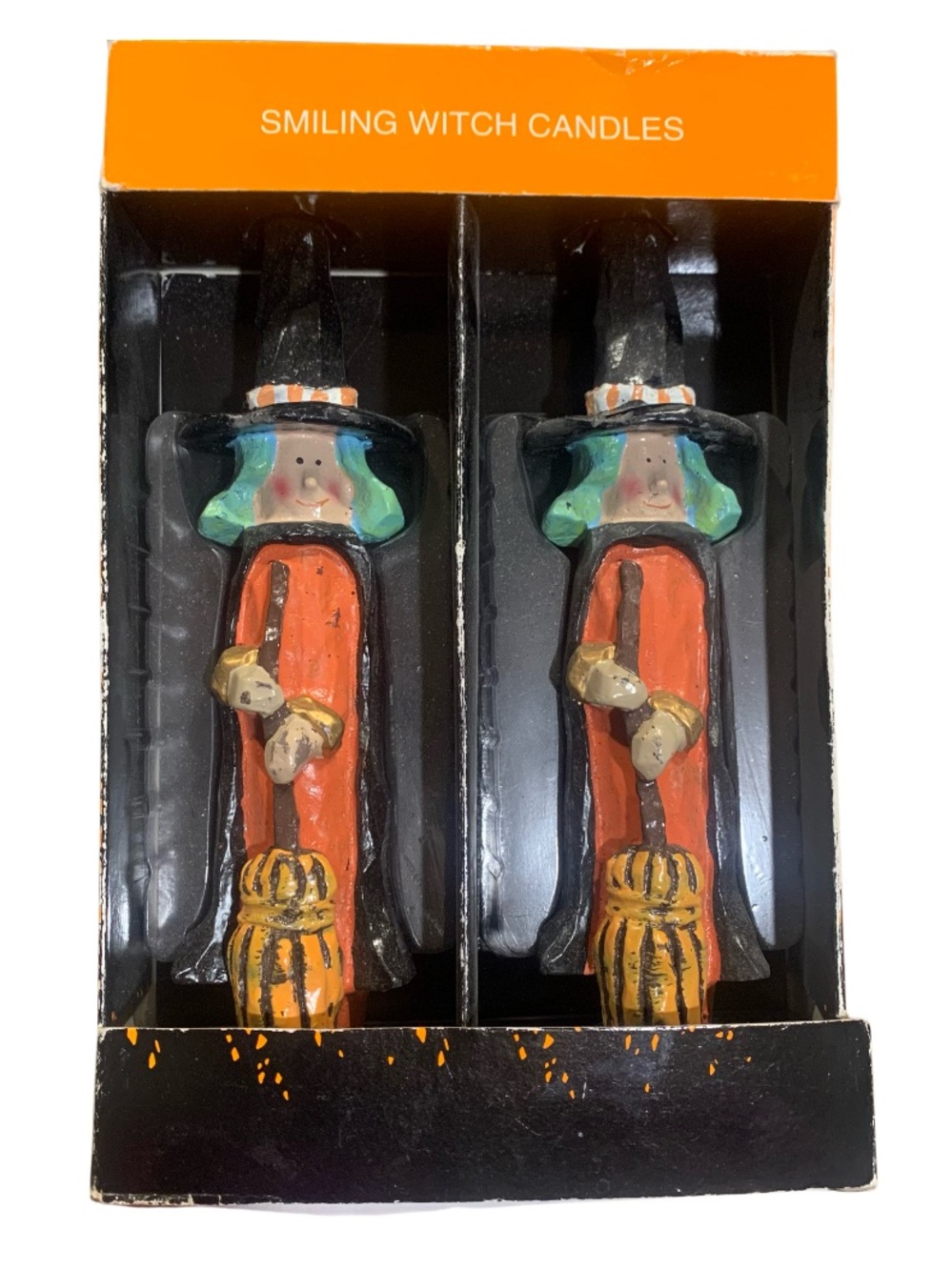 Robert  Alan  Candle Co Pair Of  Smiling Witch Candles 10 inch Sculptured Tapers